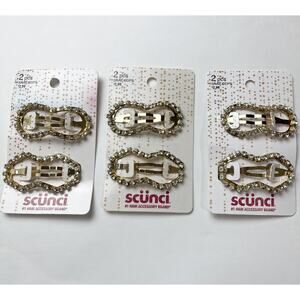 6-piece Scunci Snap Hair Clips Rhinestones Women Cute Gold Hair Accessories Clip